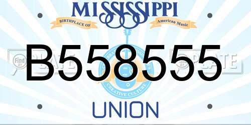 B558555 Mississippi License Plate