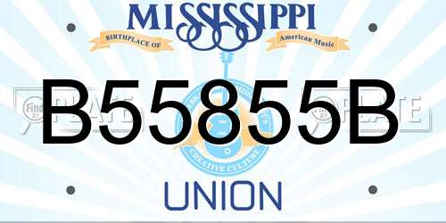 B55855B Mississippi License Plate