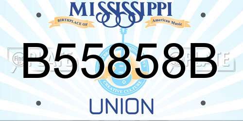 B55858B Mississippi License Plate