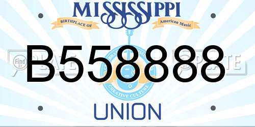 B558888 Mississippi License Plate