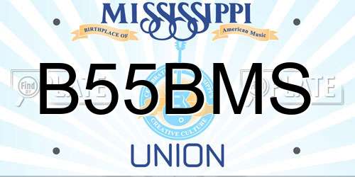 B55BMS Mississippi License Plate