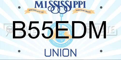 B55EDM Mississippi License Plate