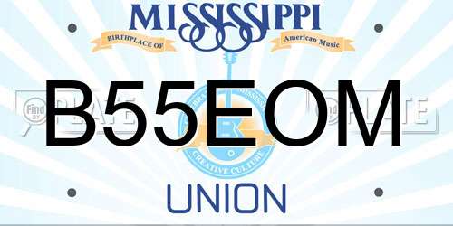 B55EOM Mississippi License Plate
