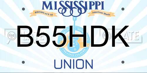 B55HDK Mississippi License Plate