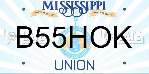 B55HOK Mississippi License Plate