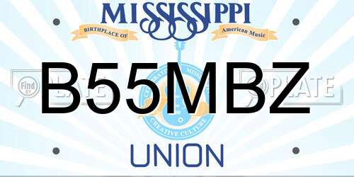 B55MBZ Mississippi License Plate