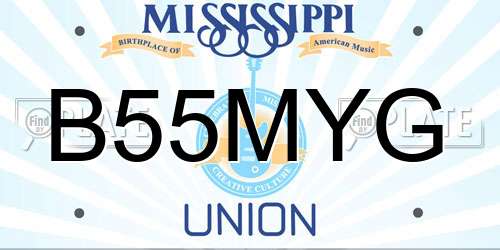 B55MYG Mississippi License Plate