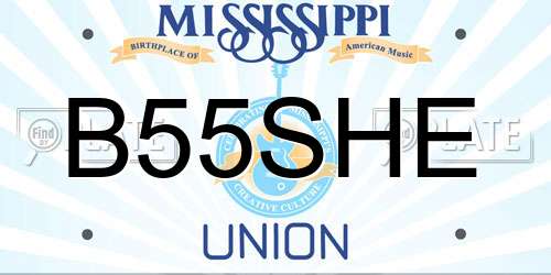 B55SHE Mississippi License Plate