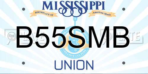 B55SMB Mississippi License Plate