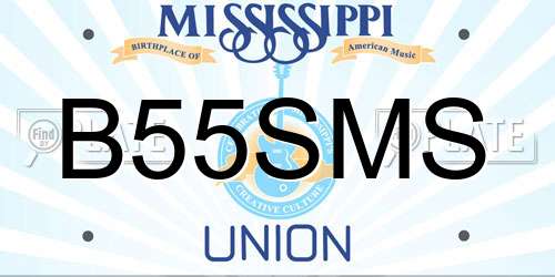 B55SMS Mississippi License Plate