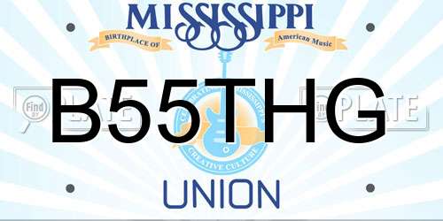 B55THG Mississippi License Plate