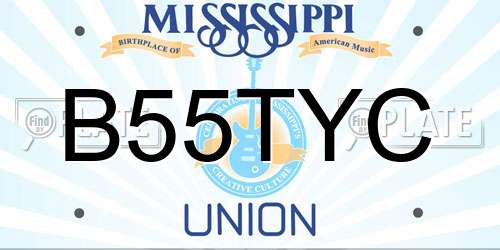 B55TYC Mississippi License Plate