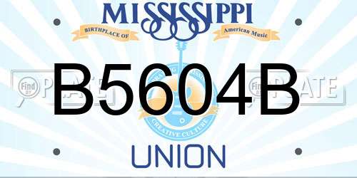 B5604B Mississippi License Plate