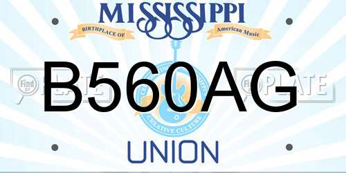 B560AG Mississippi License Plate