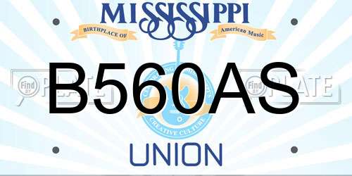 B560AS Mississippi License Plate