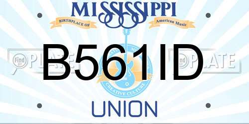 B561ID Mississippi License Plate