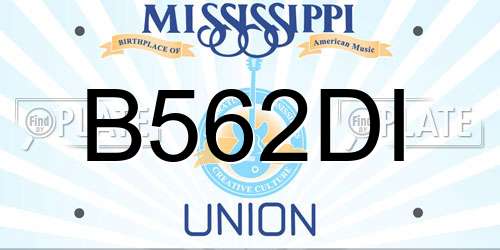 B562DI Mississippi License Plate