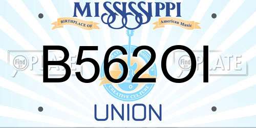 B562OI Mississippi License Plate