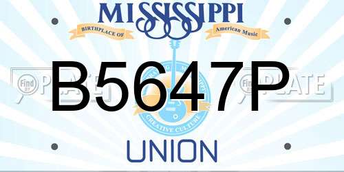 B5647P Mississippi License Plate