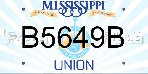 B5649B Mississippi License Plate