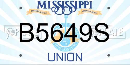 B5649S Mississippi License Plate