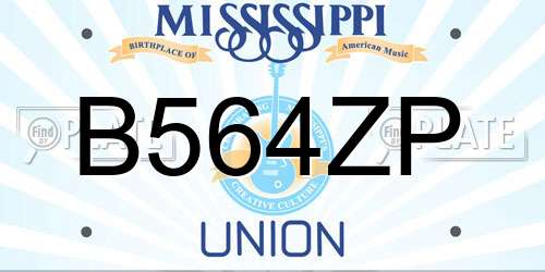 B564ZP Mississippi License Plate
