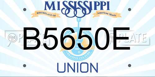 B5650E Mississippi License Plate