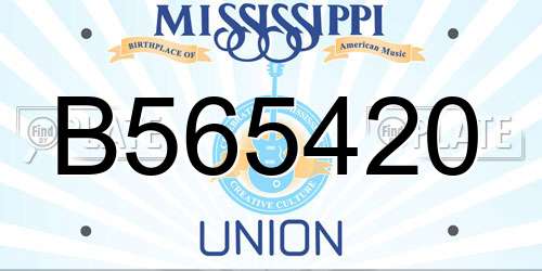 B565420 Mississippi License Plate