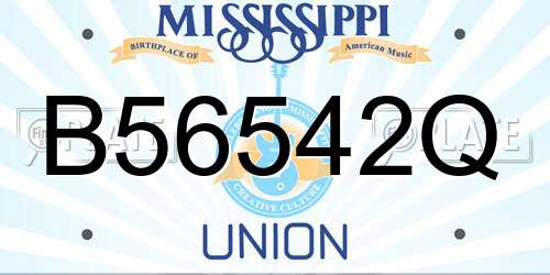 B56542Q Mississippi License Plate