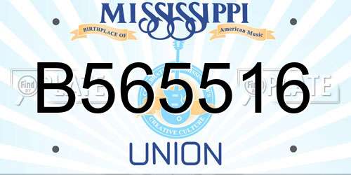 B565516 Mississippi License Plate