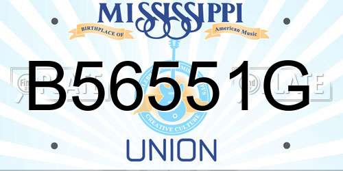 B56551G Mississippi License Plate