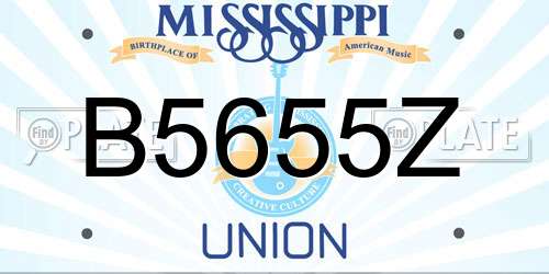 B5655Z Mississippi License Plate