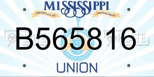 B565816 Mississippi License Plate