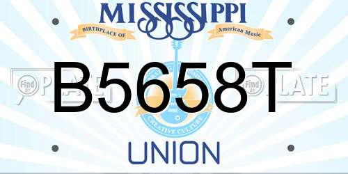 B5658T Mississippi License Plate