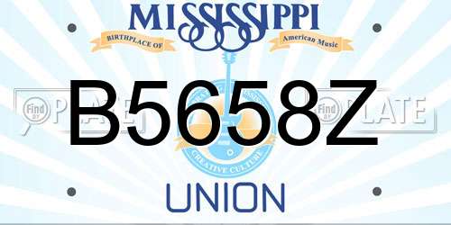 B5658Z Mississippi License Plate