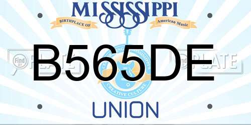 B565DE Mississippi License Plate