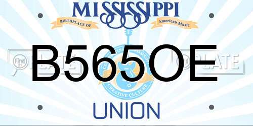 B565OE Mississippi License Plate