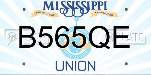 B565QE Mississippi License Plate