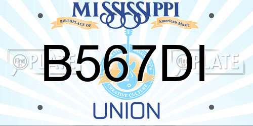 B567DI Mississippi License Plate