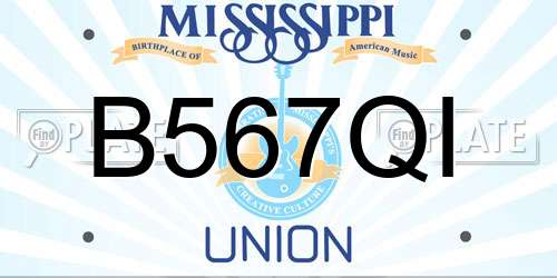 B567QI Mississippi License Plate