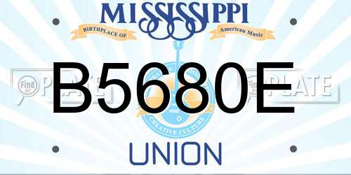 B5680E Mississippi License Plate