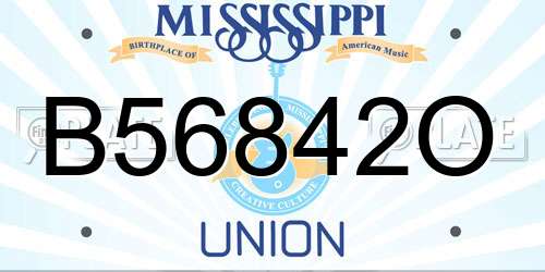 B56842O Mississippi License Plate