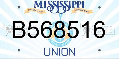 B568516 Mississippi License Plate