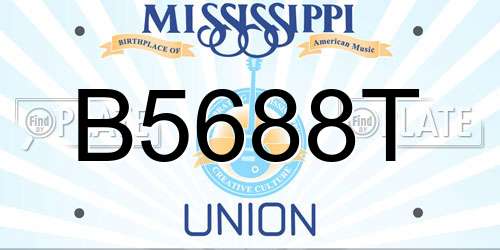 B5688T Mississippi License Plate