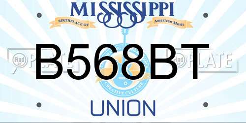 B568BT Mississippi License Plate