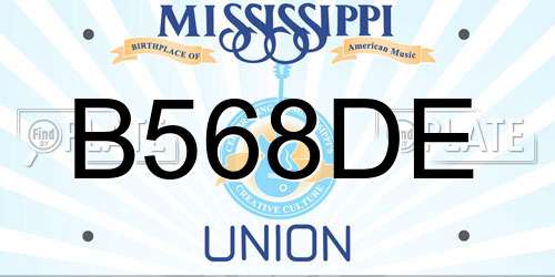 B568DE Mississippi License Plate