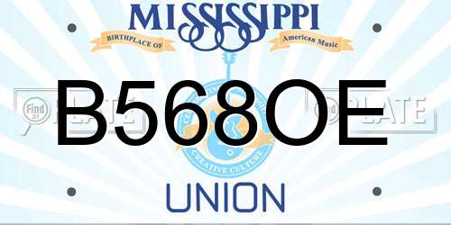 B568OE Mississippi License Plate