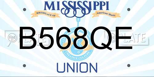 B568QE Mississippi License Plate
