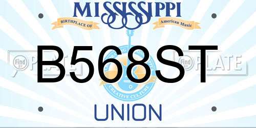 B568ST Mississippi License Plate