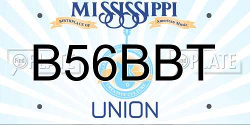 B56BBT Mississippi License Plate